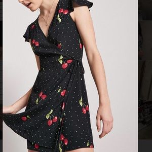 Cherry print wrap dress.